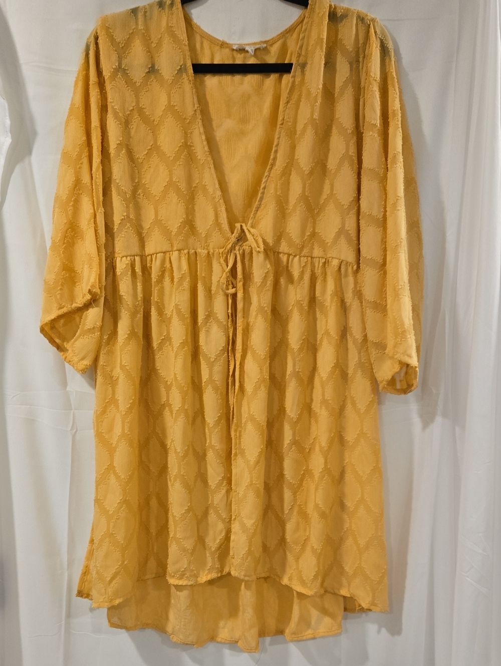 Maurices Mustard Yellow Textured Kimono Cardigan Top